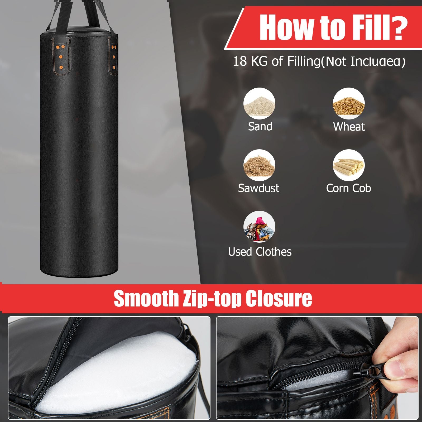 4-In-1 Hanging Boxing Bag Set with 12OZ Boxing Gloves