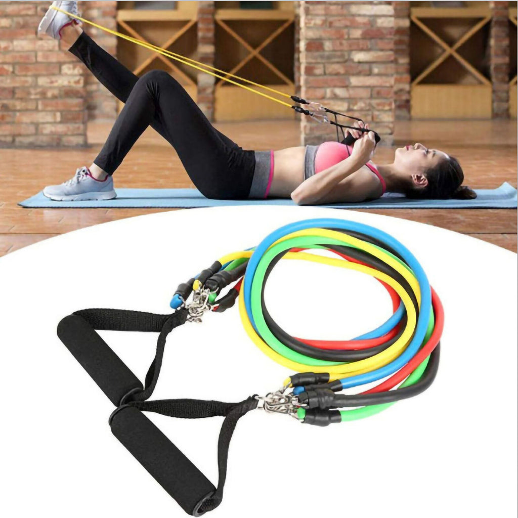 11Pcs/Set Latex Resistance Bands Multifunction Elastic Exercise Resistance Bands