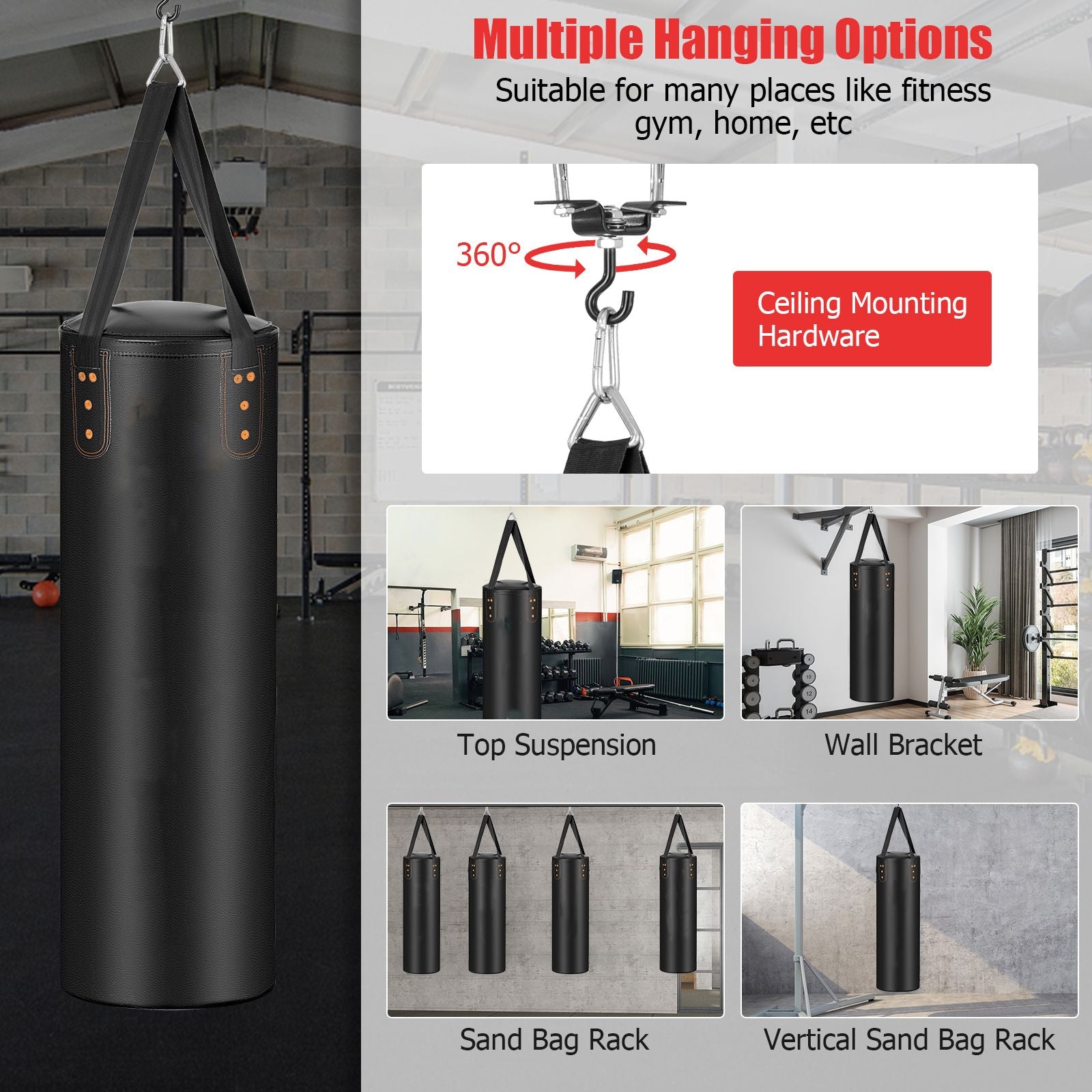 4-In-1 Hanging Boxing Bag Set with 12OZ Boxing Gloves