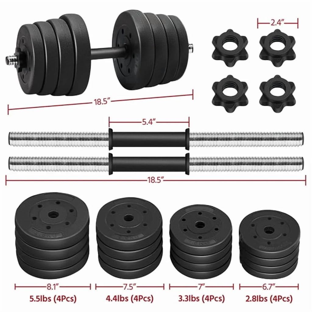 66LB Adjustable Dumbbell Weight Set Home Training Dumbbell Pair Lifting Black