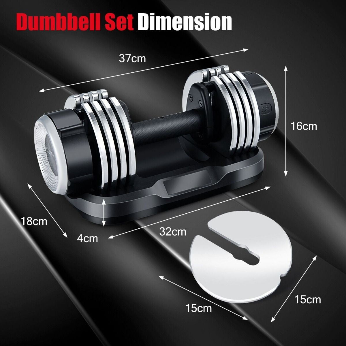 Weight Adjustable Dumbbells with Tray Anti-Slip Handle for Home Gym